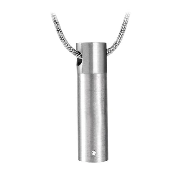 Cylinder with Crystal Accent Cremation Pendant