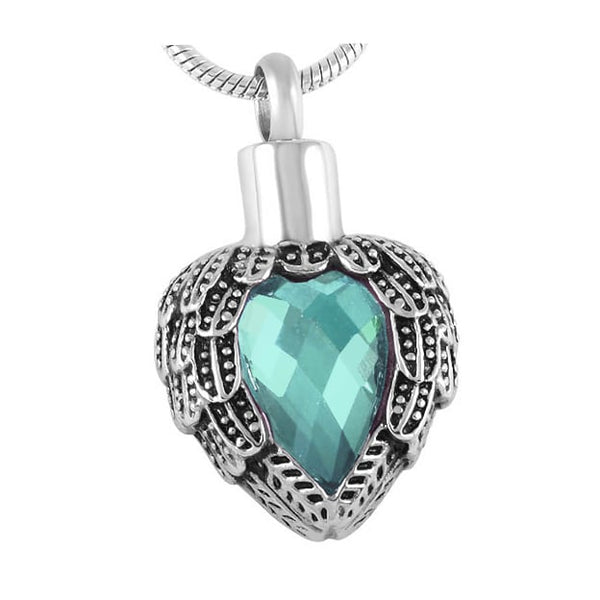 Winged Heart Stone Cremation Pendant