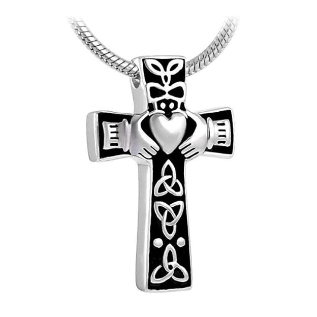 Claddagh Cross Necklace / 14k Gold Claddagh Cross Pendant / Communion  Confirmation Baptism Cross