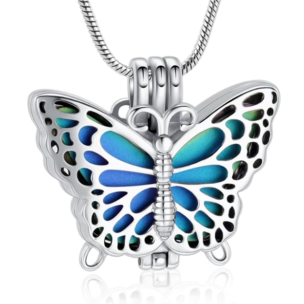 Rainbow Butterfly Cremation Necklace