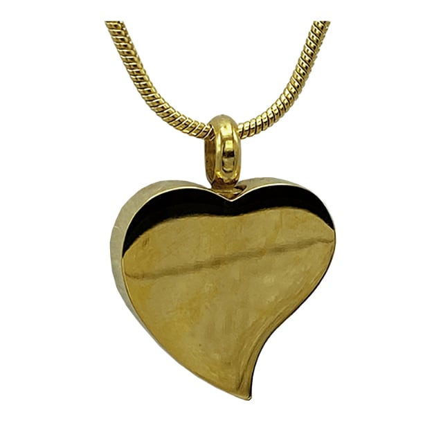 Gold Tone Heart With Mother of Pearl Cremation Pendant