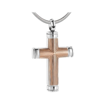 Straight Lines Etching Cross Cremation Pendant