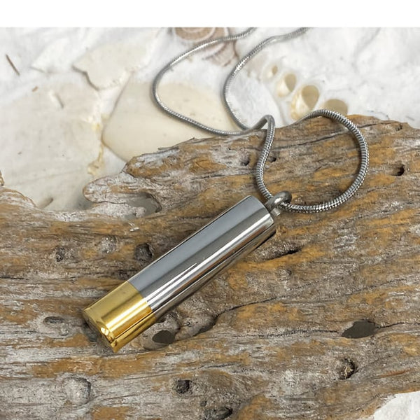 Shotgun Shell Silver Gold Cremation Pendant