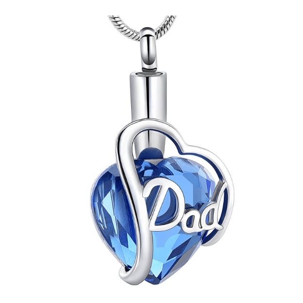 Blue Crystal Heart Cremation Pendant