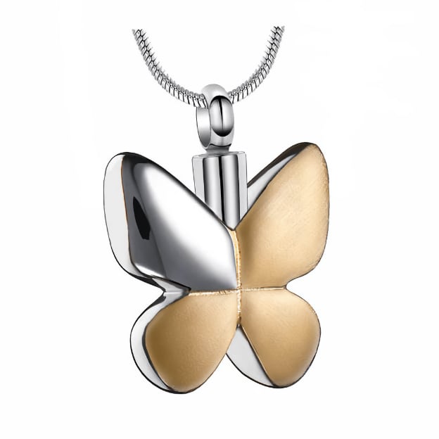 Double Tone Butterfly Cremation Pendant