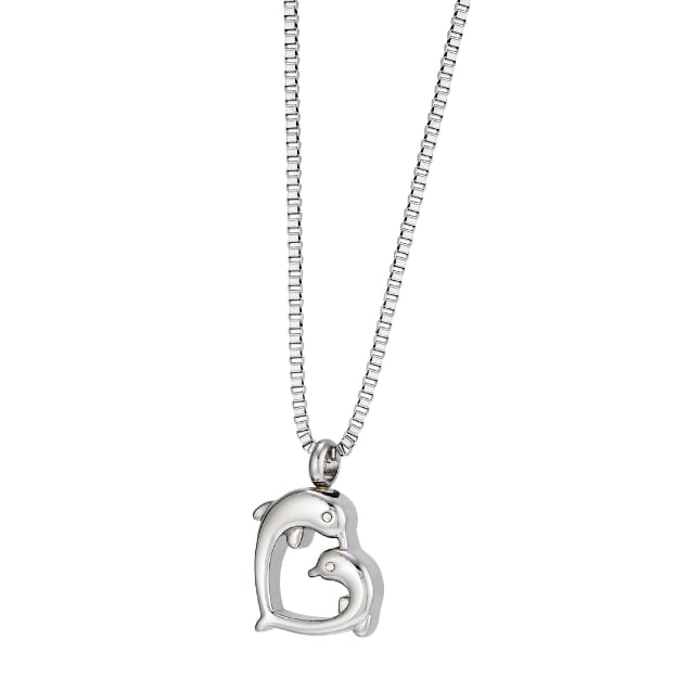 Dolphin Heart Cremation Urn Pendant