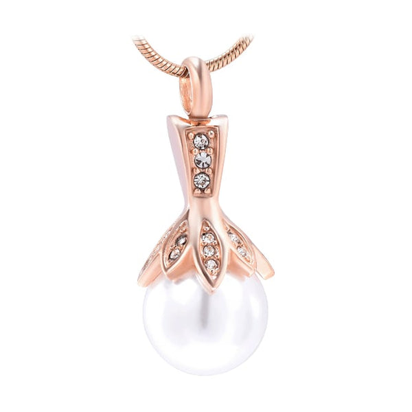 Pearl With Rhinestones Cremation Pendant