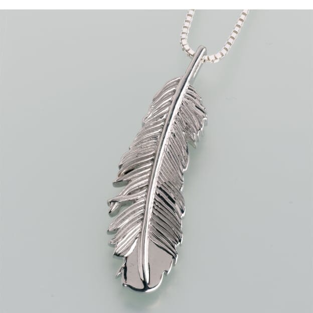 Steling Silver Feather Cremation Pendant