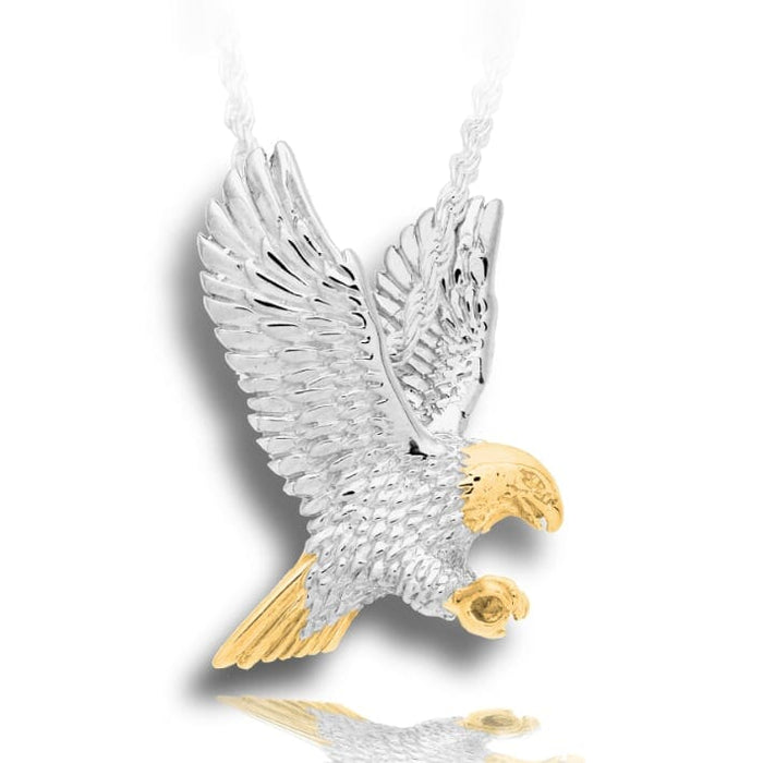 Zweifarbige Adler-Halskette für die Feuerbestattung, Silberkörper