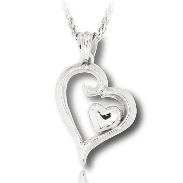 Heart Within a Heart Cremation Necklace