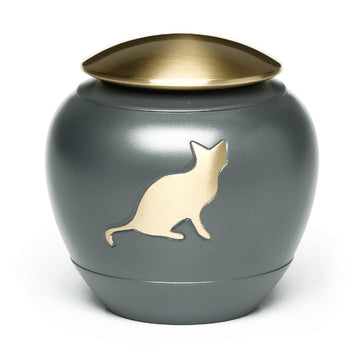 Graphite Gray Brass Cat Cremation Urn