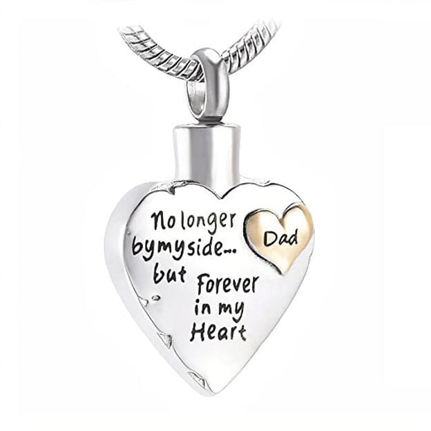 Silver Tone Family Heart Cremation Necklace