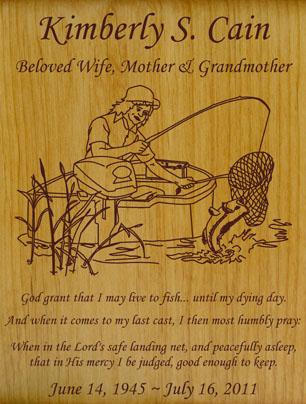 Fisherwoman Wood Urn With Sentiment and Prayer