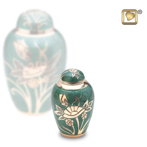 Emerald Rose Solid Brass Keepsake Urn