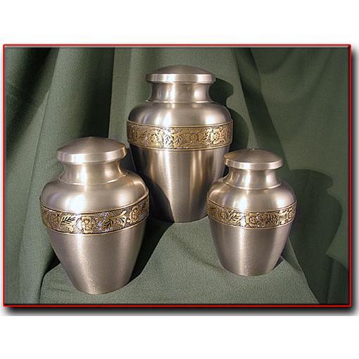Brushed Pewter Solid Brass Cremation Pet Urn