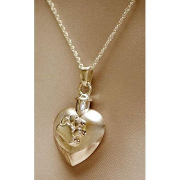 Heart with Paw Pet Cremation Pendant