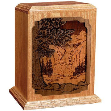 Waterfall Handcrafted Wood Urn