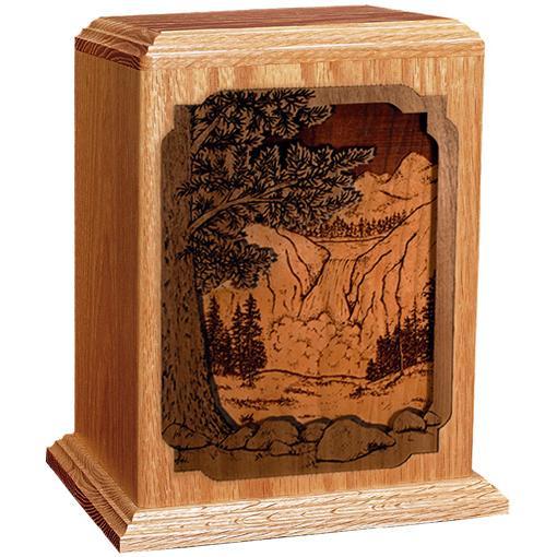 Waterfall Handcrafted Wood Urn