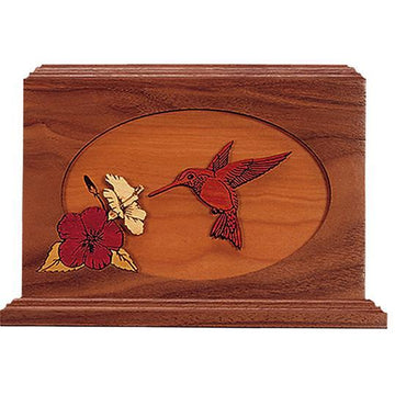 Hummingbird Wood Handcrafted Urn