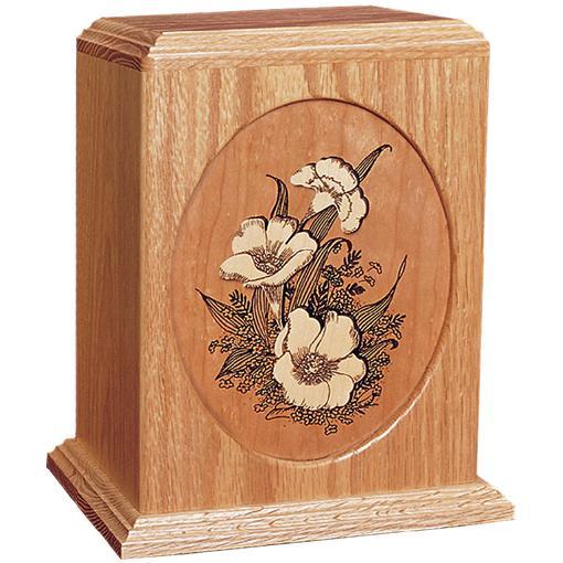 Floral Handcrafted Wood Urn