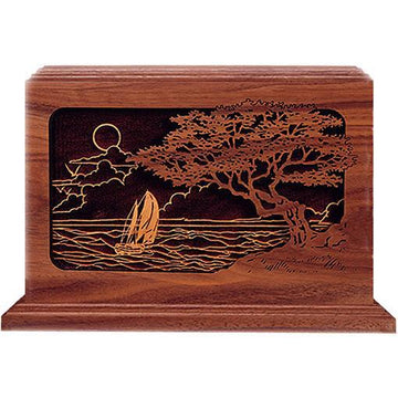 Seascape Wood Handcrafted Urn
