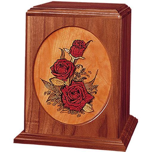 Rose Bouquet Handcrafted Wood Urn