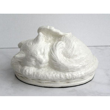 Cat Urn in Cold Cast White