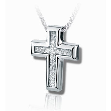 Small Sand Textured Cross Cremation Pendant