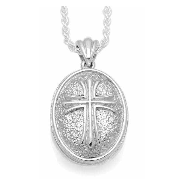 Oval Spanish Cross Cremation Necklace