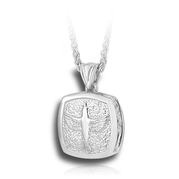 Cushion Dove Sterling Silver Cremation Pendant