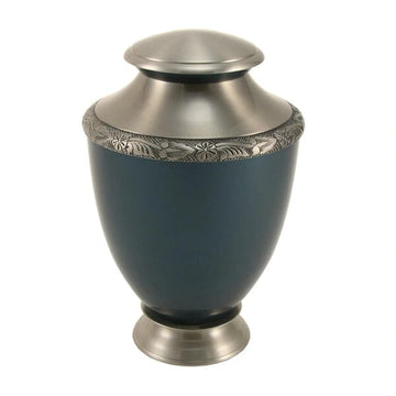Handwerkliche Urne aus Indigo-Metalllegierung