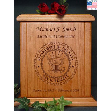Military Wood Urn Navy Reserve
