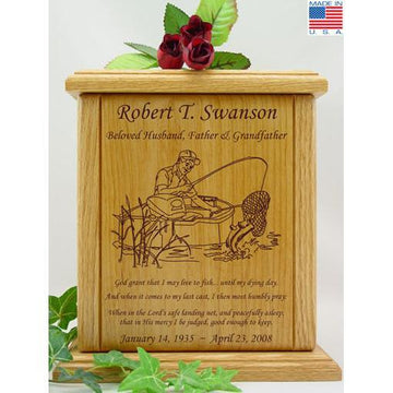 Fisherman Wood Urn With Sentiment and Prayer