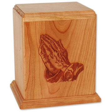 Praying Hands Wood Urn