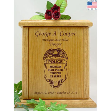 Police Officer Wood Urn