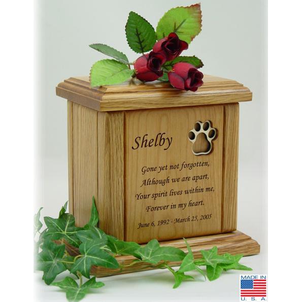 Recessed Paw Print Poem Pet Cremation Urns Medium