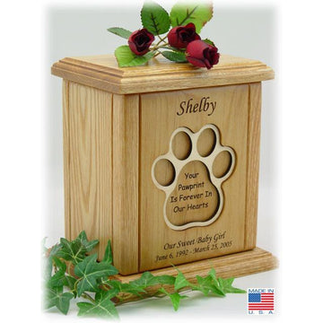 Heart With Embossed Paw Print Pet Urn