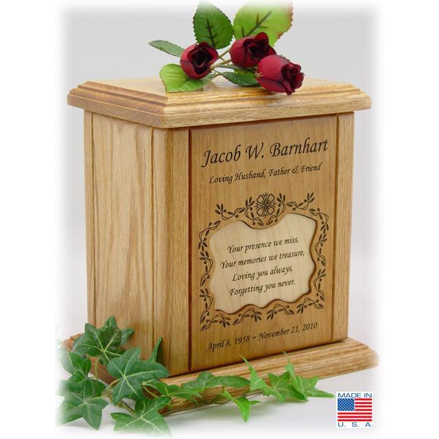 Recessed Poem Wood Cremation Urns