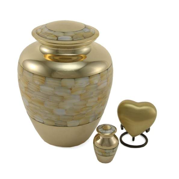 Elite Mother of Pearl Solid Brass Urn