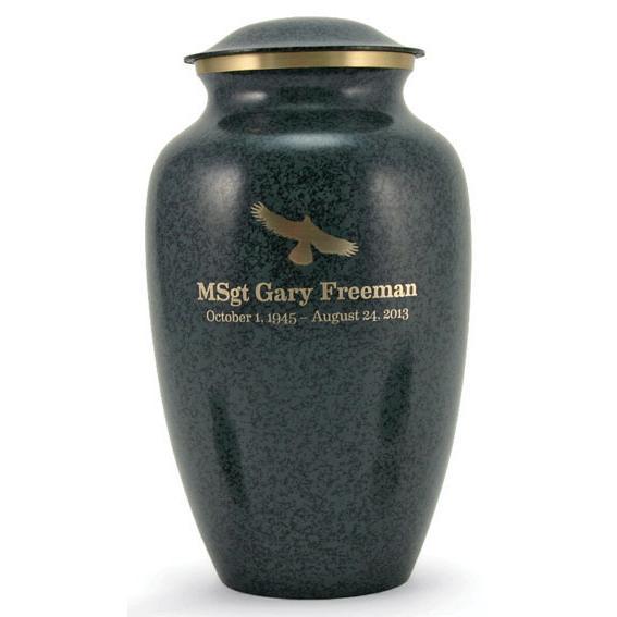 Gray Granite Solid Brass Patriotic Urn