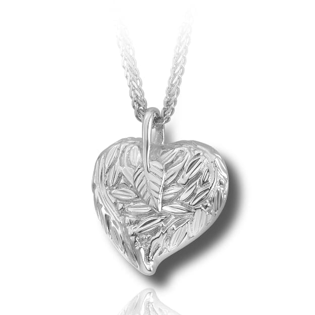 Leaves and Berries Heart Cremation Necklace