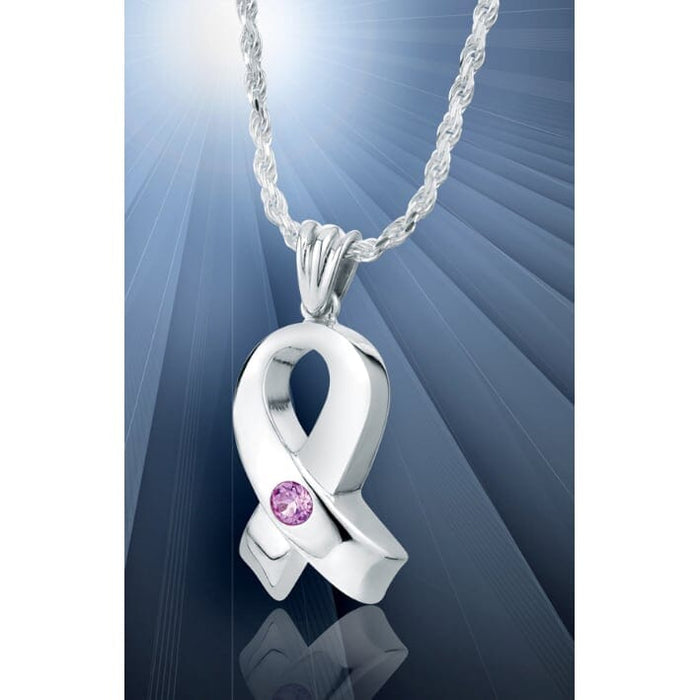 Large Awareness Ribbon Cremation Necklace