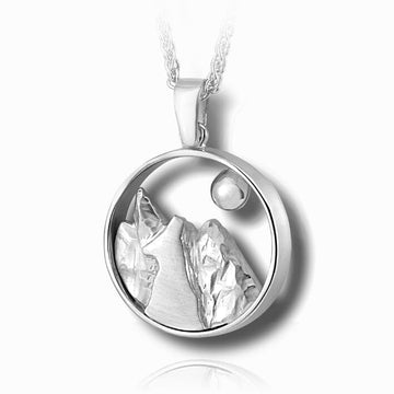 Wolf and Moon Cremation Necklace