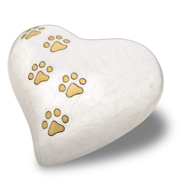 Heart Pet Pearlescent White Urns