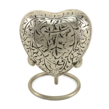 Silver Oak Heart Keepsake Urn