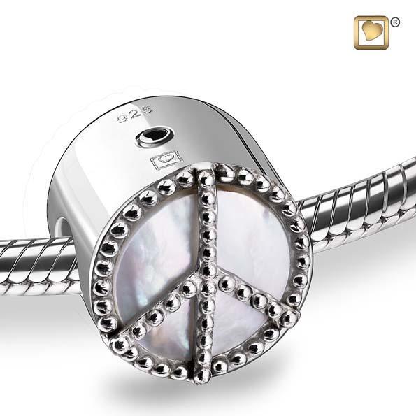 Bead Peace Mother of Pearl Rhodium Plated