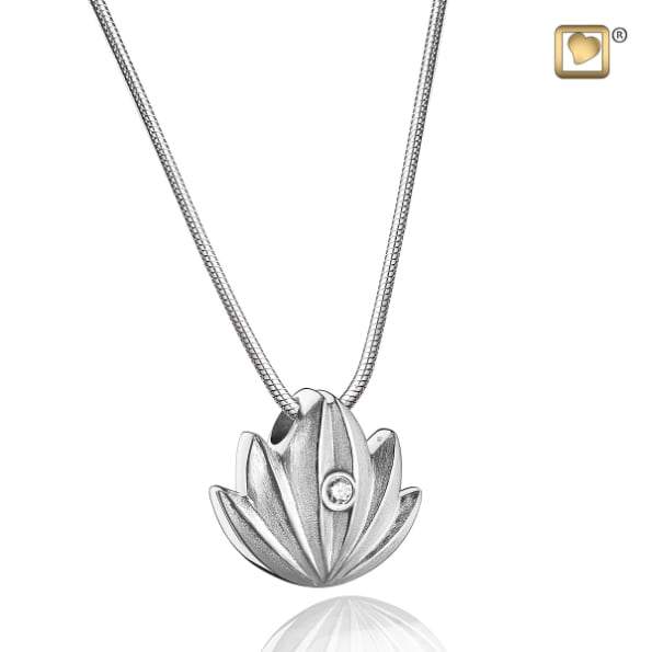 Pendant Lotus Rhodium Plated Two Tone with Clear Crystal