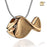 Pendant Fish Gold Vermeil Two Tone with Clear Crystal